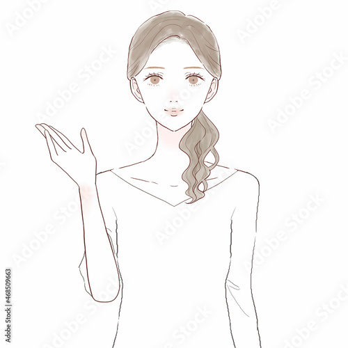 案内している女性