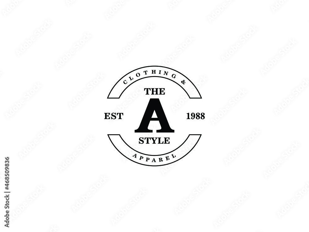 Classic letter A Retro Label Badge logo design for cloth apparel Classic letter A Retro Label Badge logo design for cloth apparel