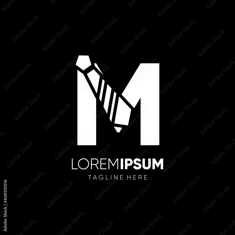Letter M Tie Elegant Logo Design Vector Icon Graphic Emblem Illustration Background Template Letter M Tie Elegant Logo Design Vector Icon Graphic Emblem Illustration Background Template