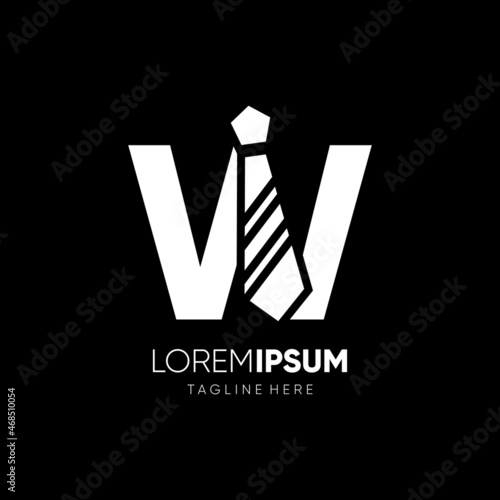 Letter W Tie Elegant Logo Design Vector Icon Graphic Emblem Illustration Background Template