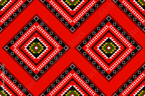 Geometric ethnic oriental seamless pattern traditional Design for background,carpet,wallpaper.clothing,wrapping,Batik fabric,Vector illustration.embroidery style - Sadu, sadou, sadow or sado