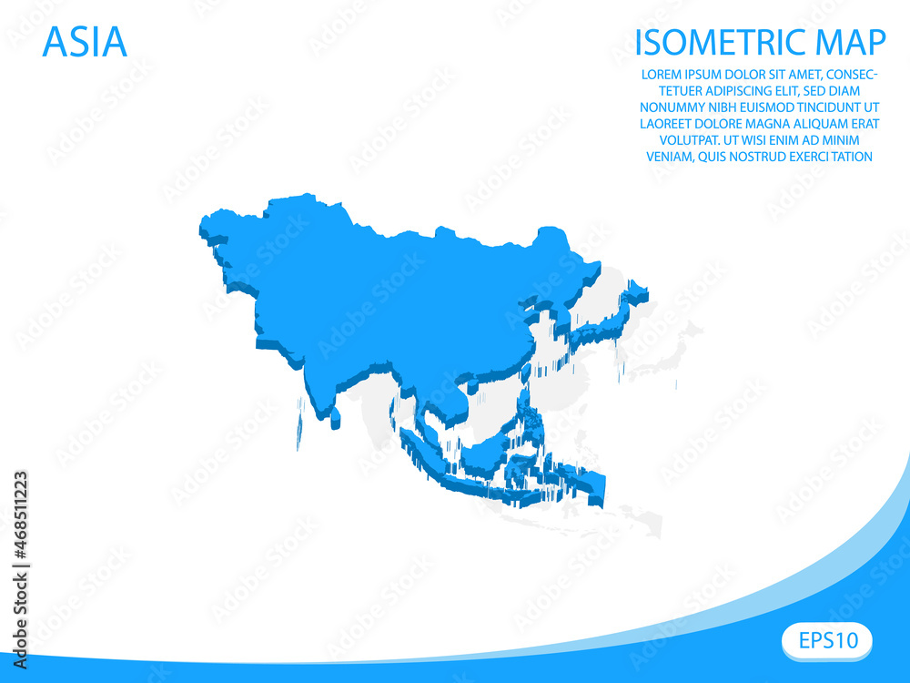 Modern vector isometric of Asia blue map. elements white background for concept map easy to edit and customize. eps 10