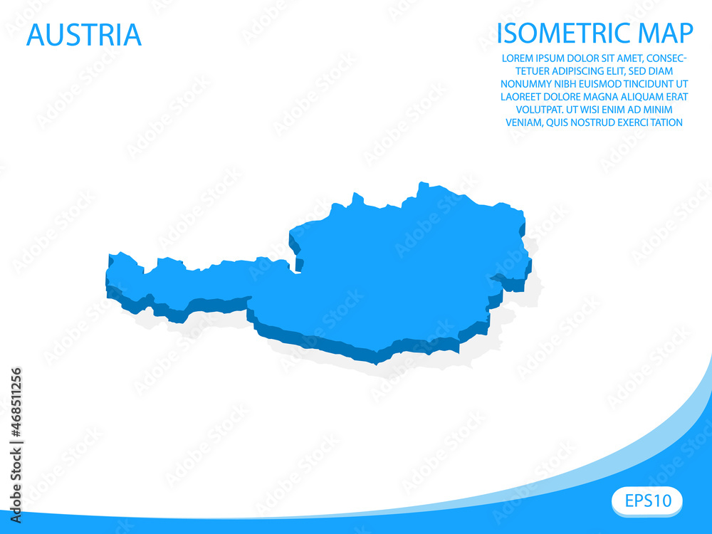 Modern vector isometric of Austria blue map. elements white background for concept map easy to edit and customize. eps 10