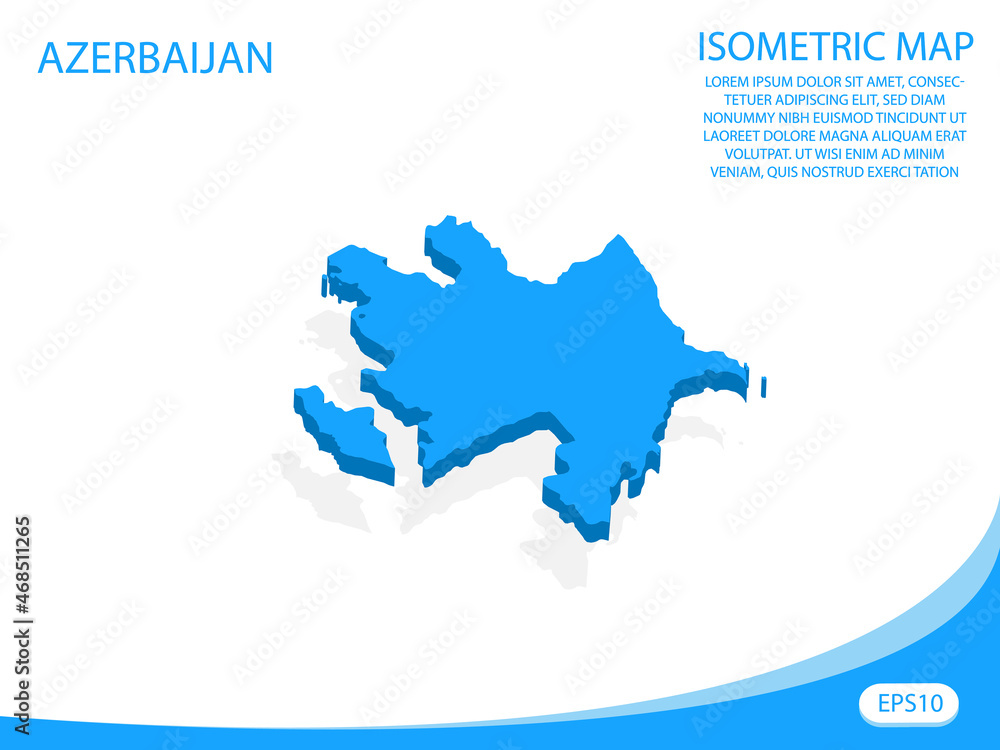 Modern vector isometric of Azerbaijan blue map. elements white background for concept map easy to edit and customize. eps 10