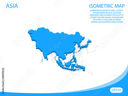 Modern vector isometric of Asia blue map. elements white background for concept map easy to edit and customize. eps 10