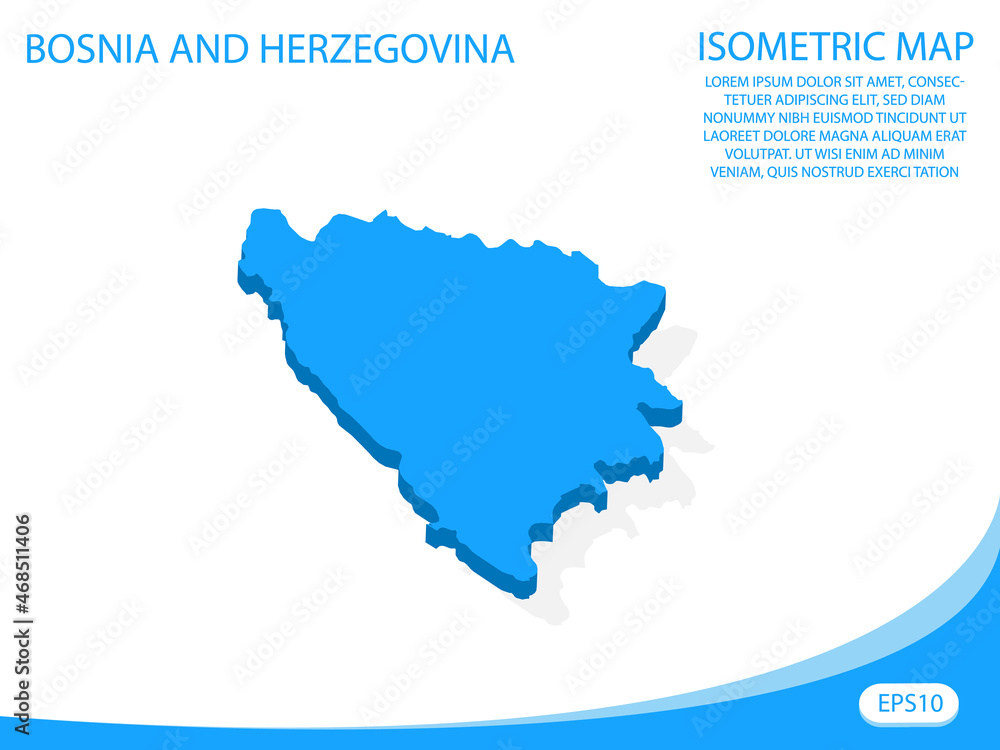 Modern vector isometric of Bosnia and Herzegovina blue map. elements white background for concept map easy to edit and customize. eps 10
