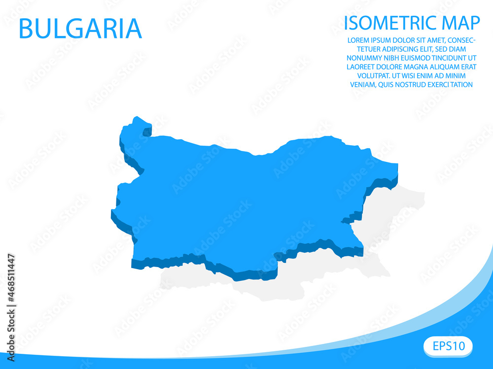 Modern vector isometric of Bulgaria blue map. elements white background for concept map easy to edit and customize. eps 10 Modern vector isometric of Bulgaria blue map. elements white background for concept map easy to edit and customize. eps 10