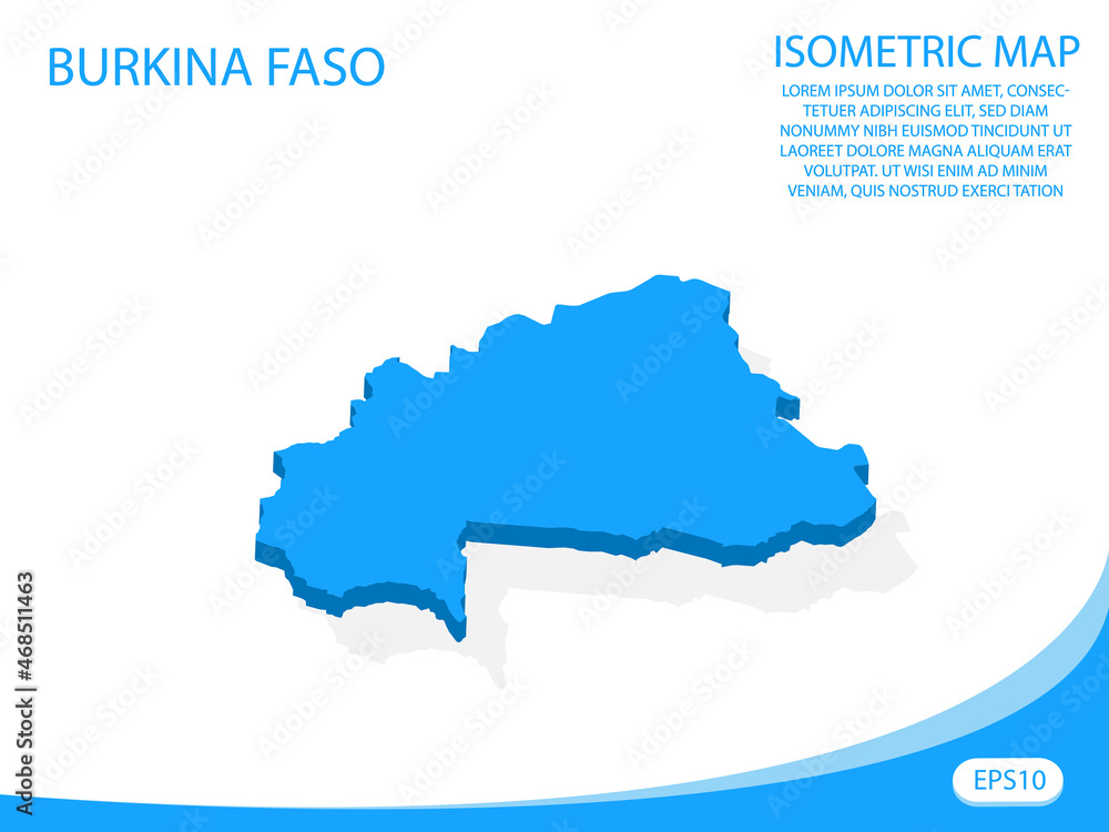Modern vector isometric of Burkina Faso blue map. elements white background for concept map easy to edit and customize. eps 10