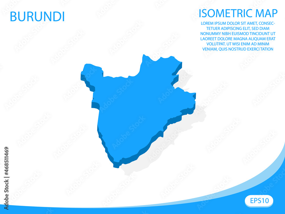 Modern vector isometric of Burundi blue map. elements white background for concept map easy to edit and customize. eps 10