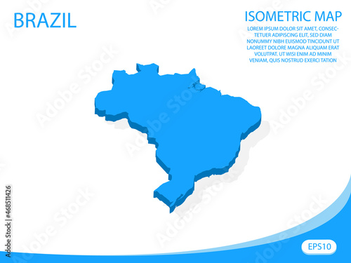 Modern vector isometric of Brazil blue map. elements white background for concept map easy to edit and customize. eps 10