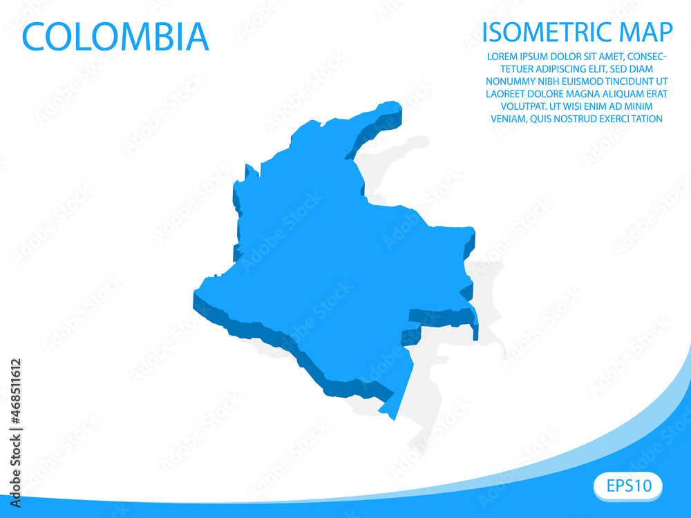 Modern vector isometric of Colombia blue map. elements white background for concept map easy to edit and customize. eps 10
