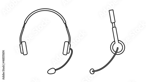 Headset illustration. Front view and side view.