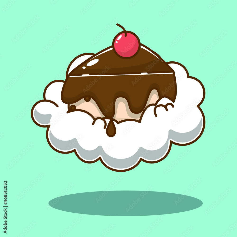 illustration of chocolate cake above the clouds illustration of chocolate cake above the clouds