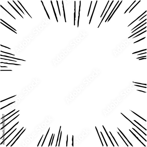 手書きの揃った漫画集中線 正方形