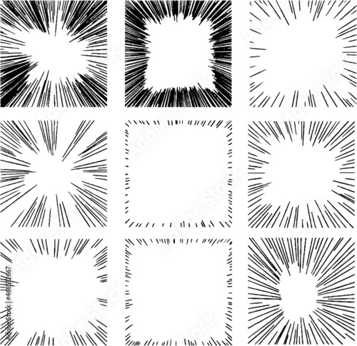 手書きの揃った漫画集中線 正方形