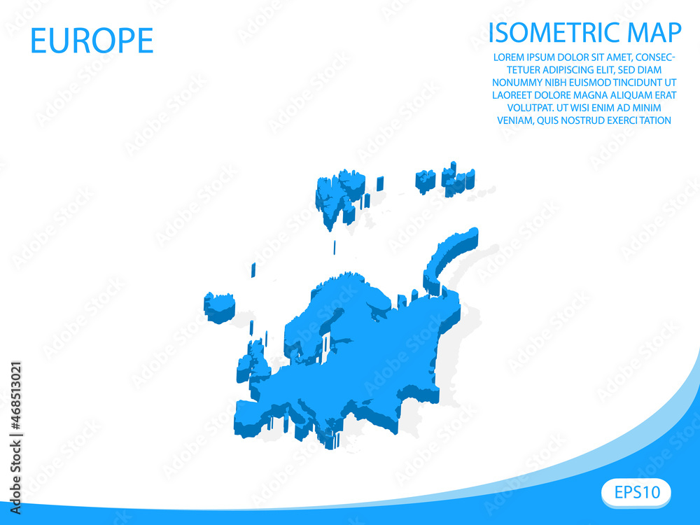 Modern vector isometric of Europe blue map. elements white background for concept map easy to edit and customize. eps 10