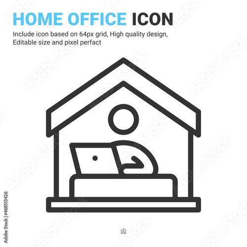 Office icon vector with outline style isolated on white background. Vector illustration workroom, workshop sign symbol icon concept for digital business, finance, company, apps, web and project