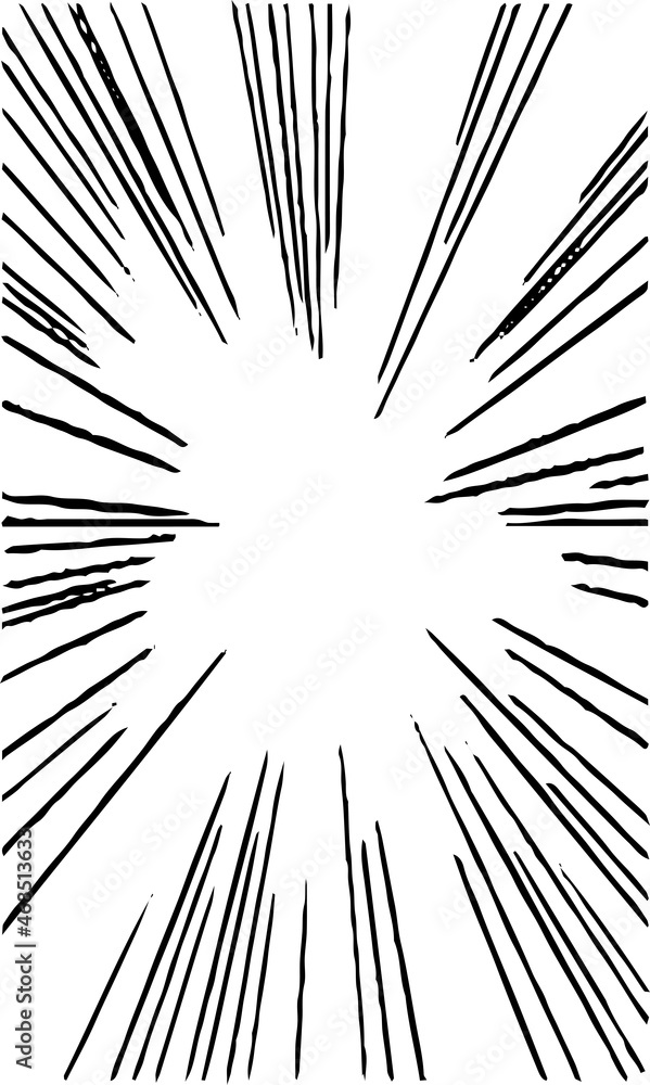 Naklejka premium 手書きの揃った漫画集中線 縦長