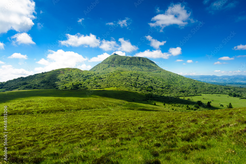 Puy de Dome mountain and Auvergne landscape