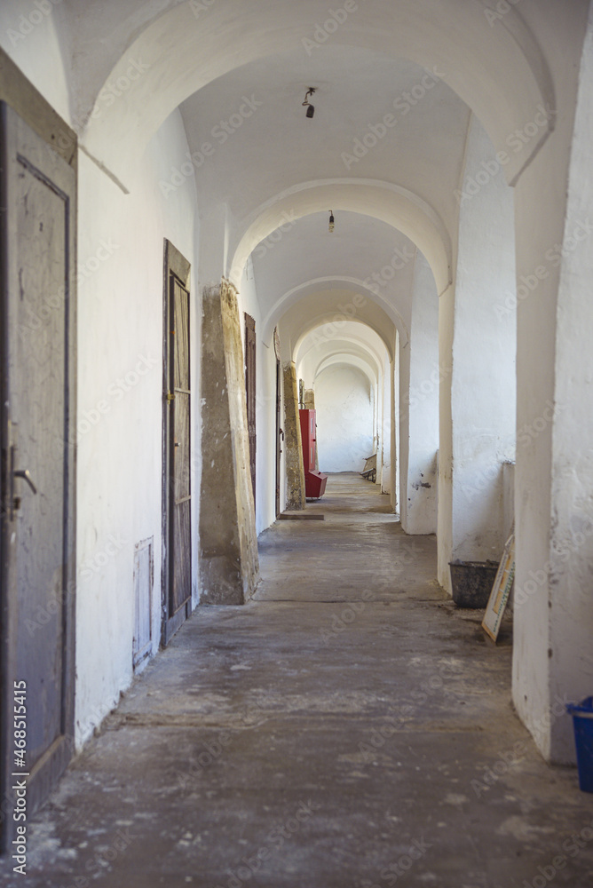 corridor of the old church
