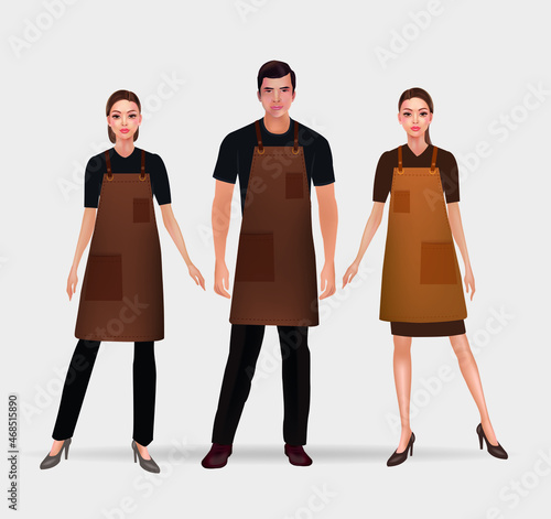 Set of isolated characters, hotel staff, administrator, animator, barman, maid, director, concierge, porter, registration statement in flat style for websites, printed materials.