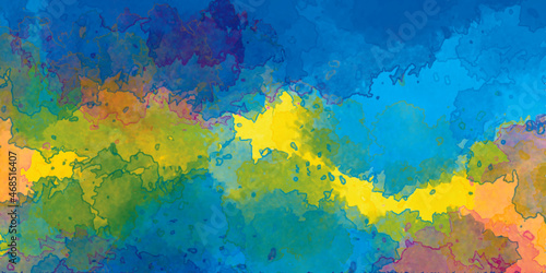 Abstract psychedelic painting in a bright colors of yellow, red, blue, purple, p Fototapet