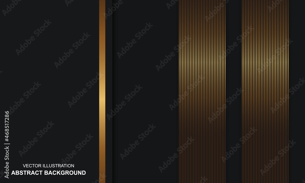 Abstract background black dop with golden lines luxury
