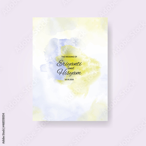 Watercolor wedding invitation card. Beautiful wedding card watercolor with splash. © REZI