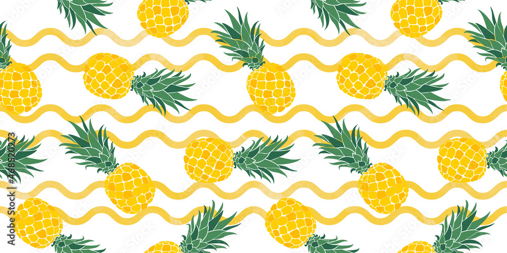 Fototapeta premium Seamless pattern with Pineapple. watercolour style Elegant template for fashion prints.
