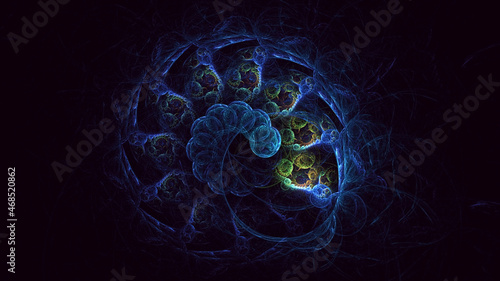 3D rendering abstract colorful fractal light background