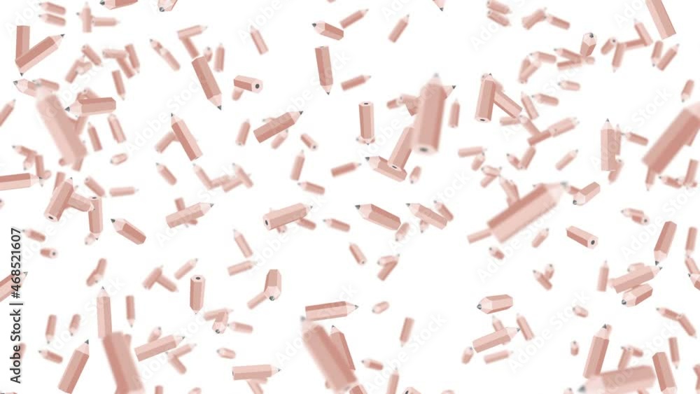 Many brown pencils floating in air on white background. Education concept. Low polygonal writing utensil. 3D loop animation. Many brown pencils floating in air on white background. Education concept. Low polygonal writing utensil. 3D loop animation.