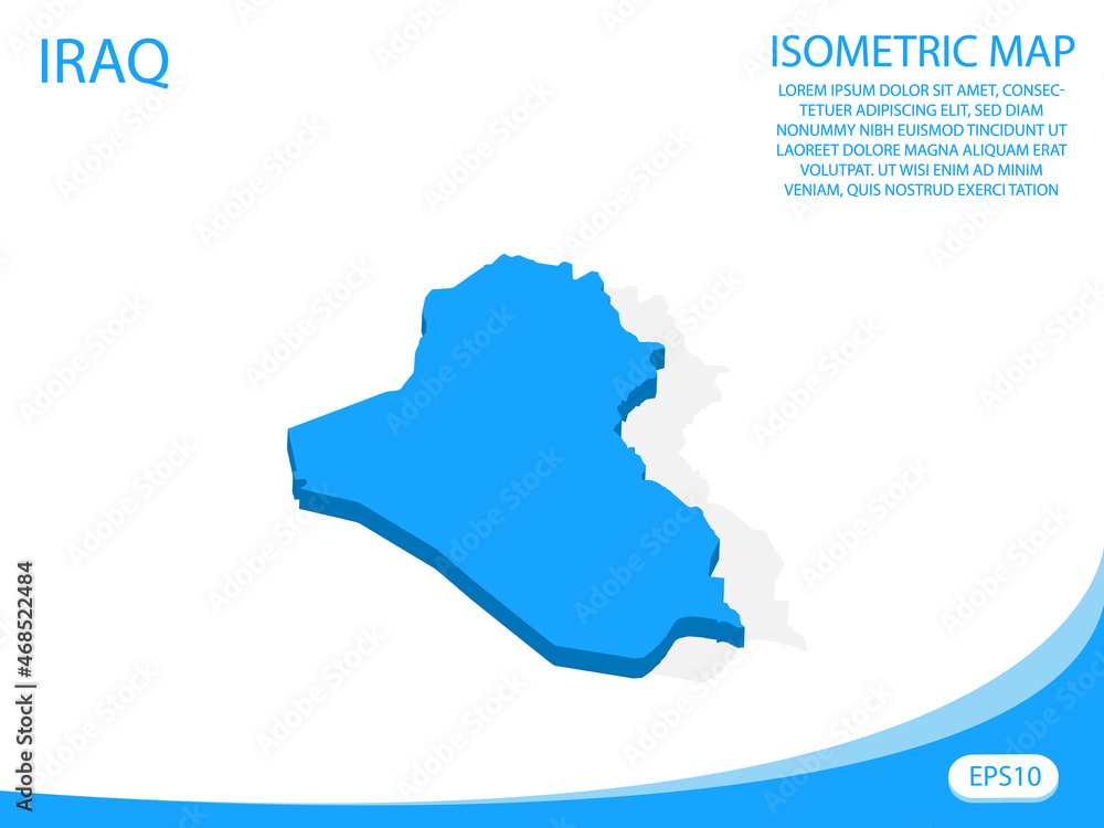 Modern vector isometric of Iraq blue map. elements white background for concept map easy to edit and customize. eps 10
