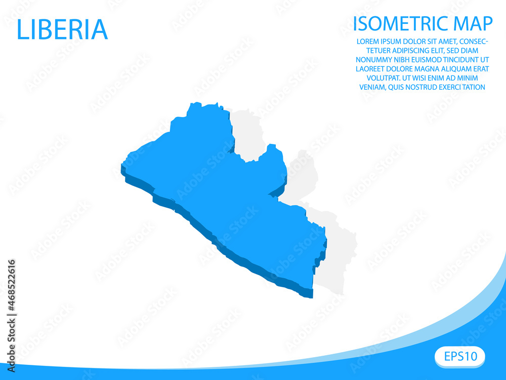 Modern vector isometric of Liberia blue map. elements white background for concept map easy to edit and customize. eps 10