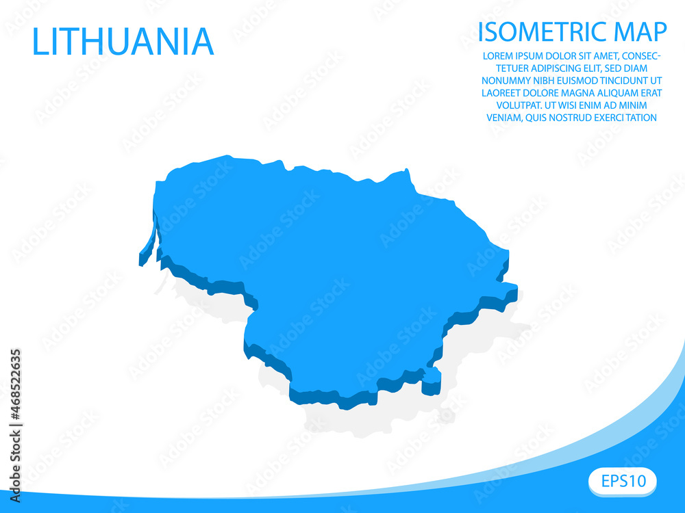 Modern vector isometric of Lithuania blue map. elements white background for concept map easy to edit and customize. eps 10