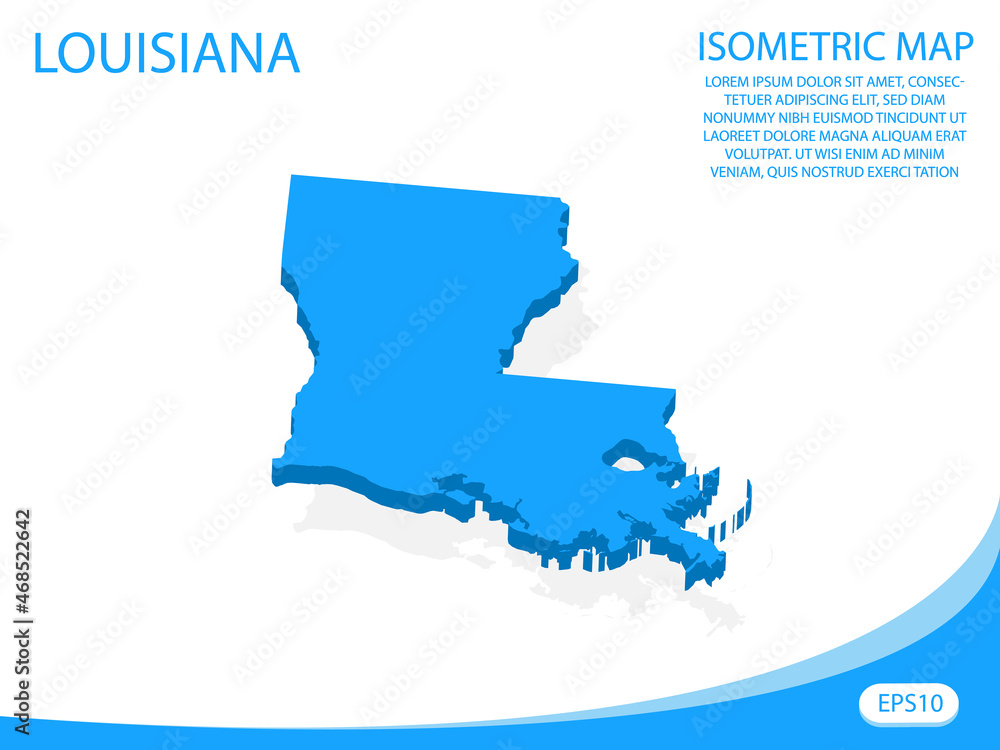 Modern vector isometric of Louisiana blue map. elements white background for concept map easy to edit and customize. eps 10