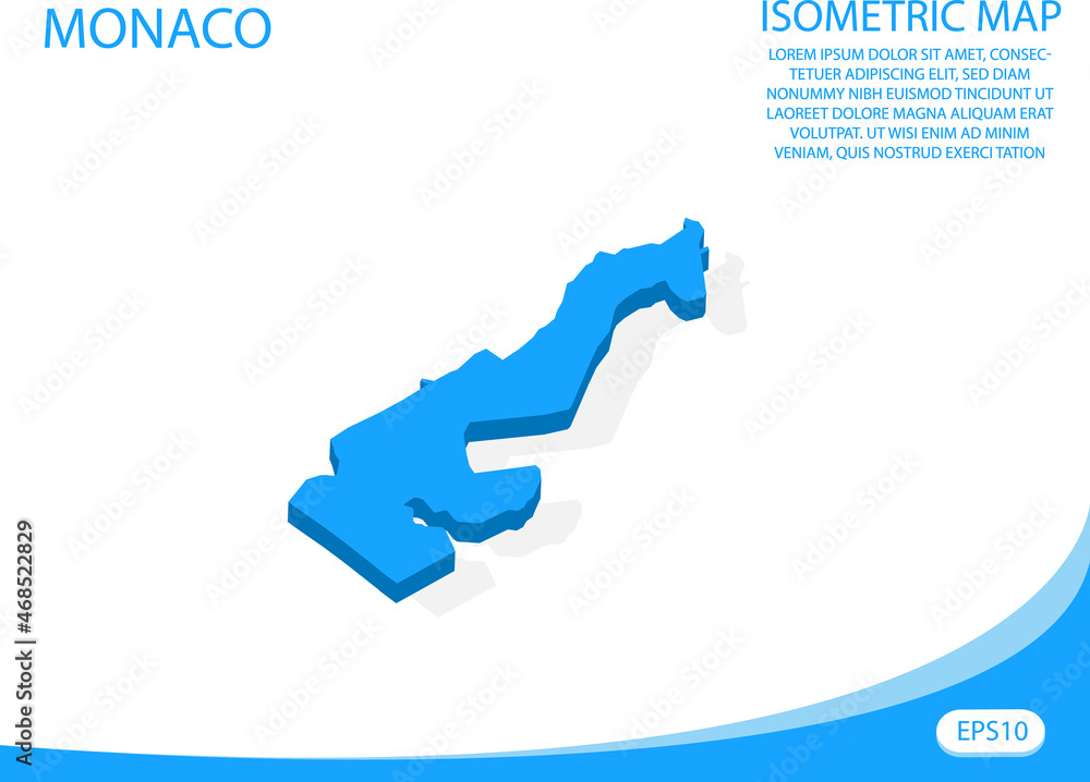 Modern vector isometric of Monaco blue map. elements white background ...