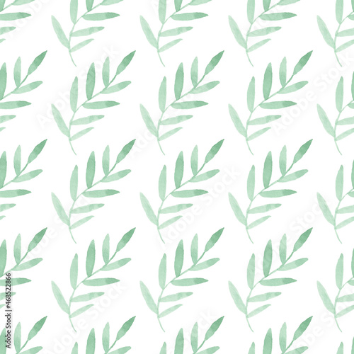 Hand-drawn watercolor leaf seamless pattern