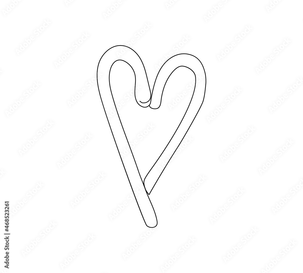 Christmas peppermint candy stick in heartshape one line art. Continuous line drawing of new year, holidays, christmas, traditional sweets, heart, love, caramel. Christmas peppermint candy stick in heartshape one line art. Continuous line drawing of new year, holidays, christmas, traditional sweets, heart, love, caramel.