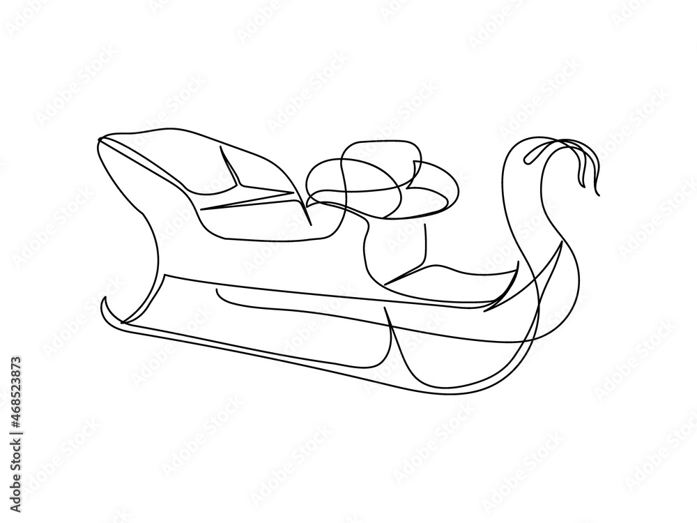 Santa sleigh one line art. Continuous line drawing of new year holidays,  christmas, traditional, decor, winter carriage, sledge, winter, magic.  Stock Vector | Adobe Stock