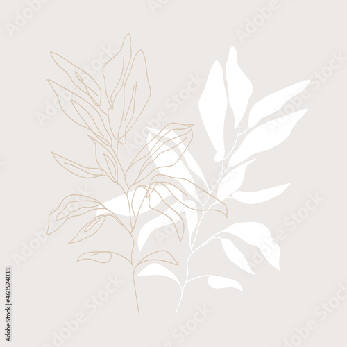 Stylish silhouette leaves shape in boho style. Vector illustration. Home decor wall decoration.