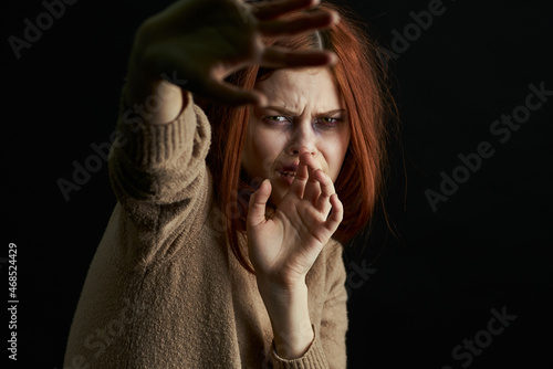 Fototapeta Naklejka Na Ścianę i Meble -  emotional woman depression disorder problem aggression
