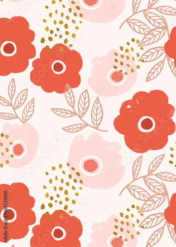 Flower doodle pattern botanical vector background