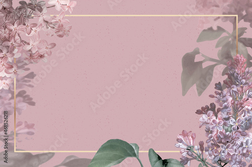 Wedding frame vector with lilac border on pink background