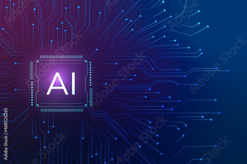AI technology microchip background vector digital transformation concept