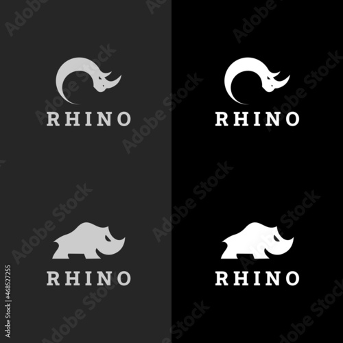 rhino logo icon vector. suitable for company logo, print, digital, icon, apps, and other marketing material purpose. rhino logo set