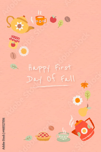 Happy first day of fall pink peach poster template vector
