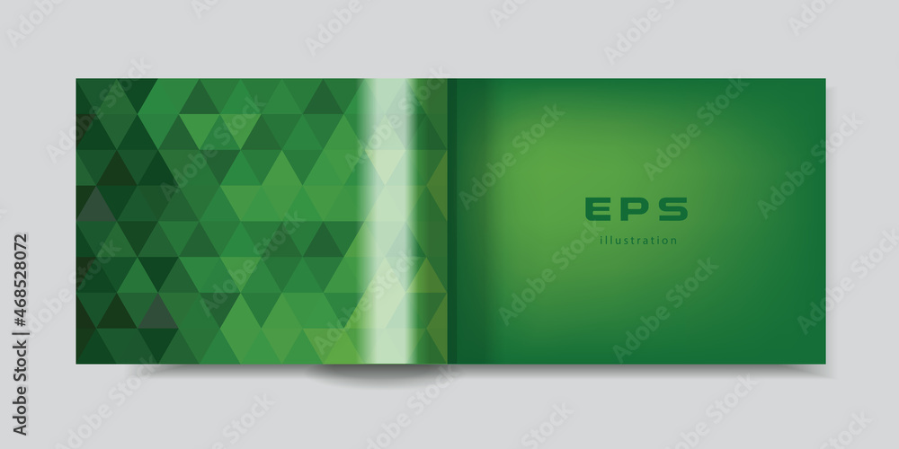 Booklet, brochure with a triangular abstract pattern on the page. Booklet, brochure with a triangular abstract pattern on the page.