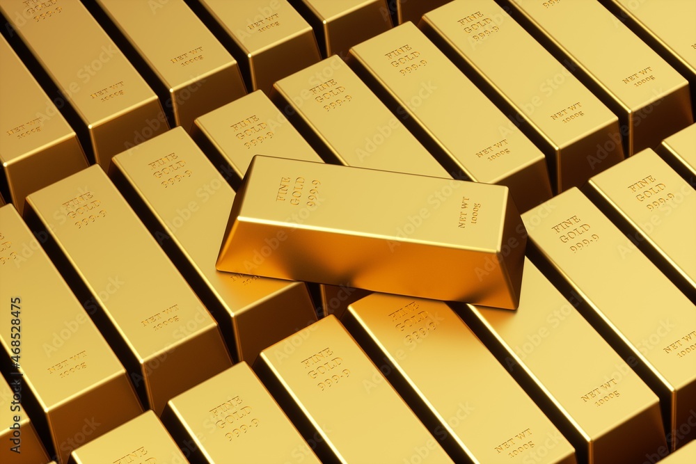Gold bars and Financial concept, 3d rendering, conceptual image. Gold bars and Financial concept, 3d rendering, conceptual image.