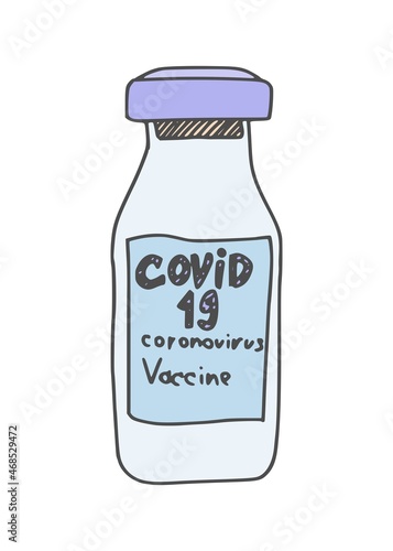 Corona virus vaccine bottle deadly. vector sketch