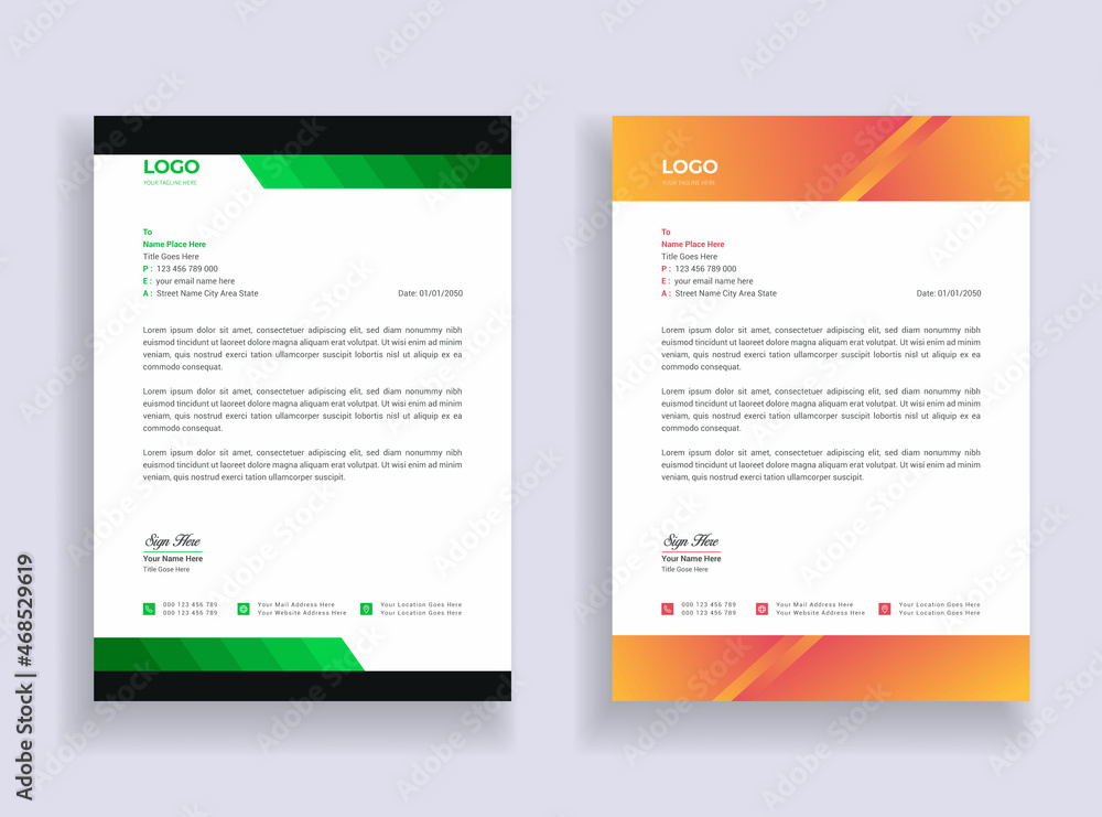Modern Business Letterhead Template. Clean and Corporate Letterhead Template For Your Company Project Design